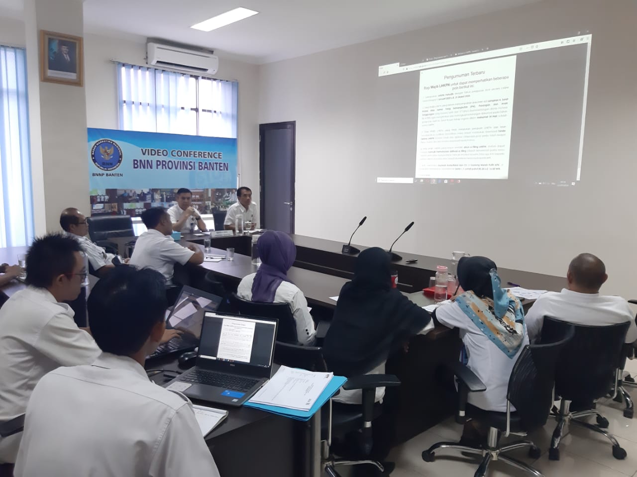 Rapat Pelaporan LHKPN dengan LHKASN dengan Kabag Umum, Para Kabid, ASN dan Anggota Polri dilingkungan BNN Provinsi Banten